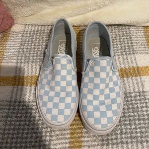 Checkered blue and white vans